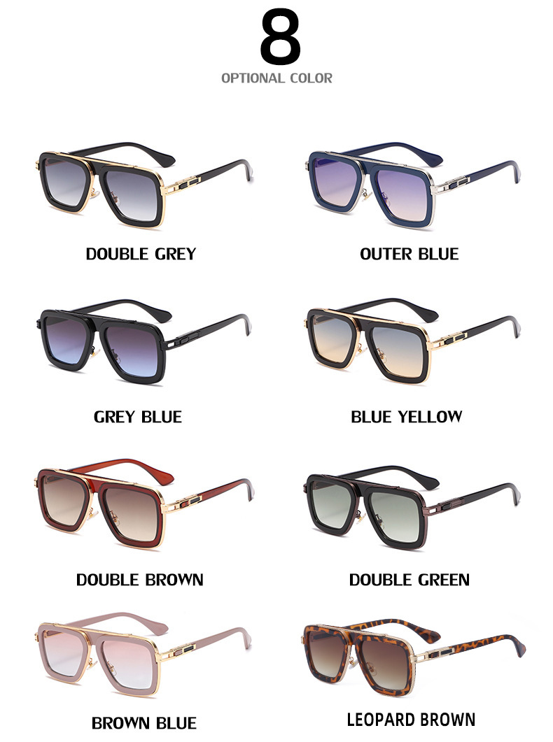 Black PC Unisex Retro Square Sunglasses - Punk Style Trendy Social Media Famous Shades - Details 34