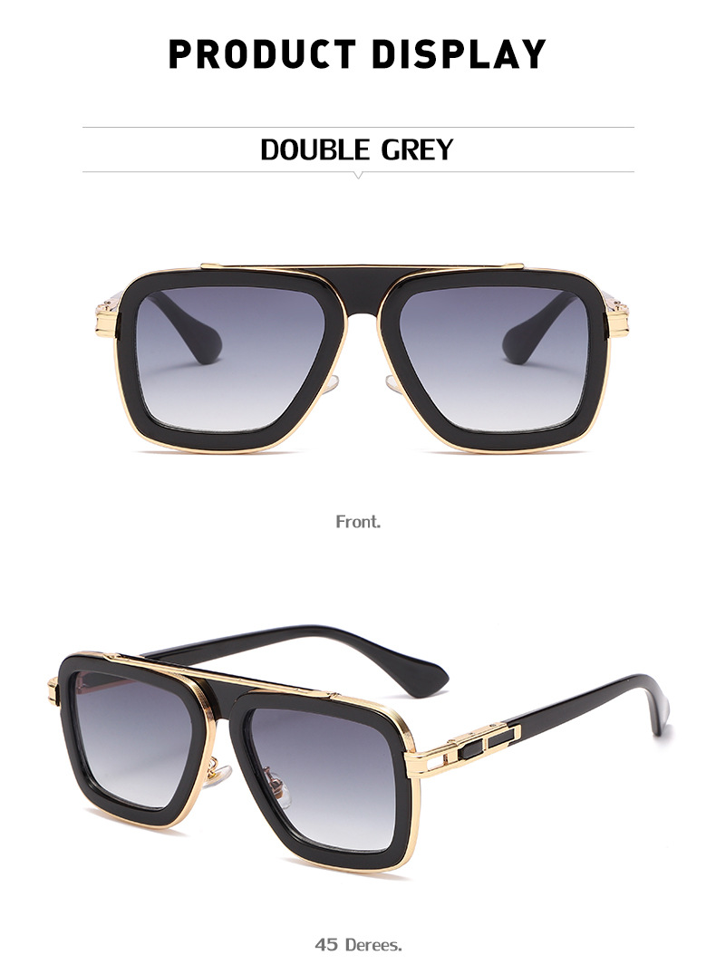 Black PC Unisex Retro Square Sunglasses - Punk Style Trendy Social Media Famous Shades - Details 37