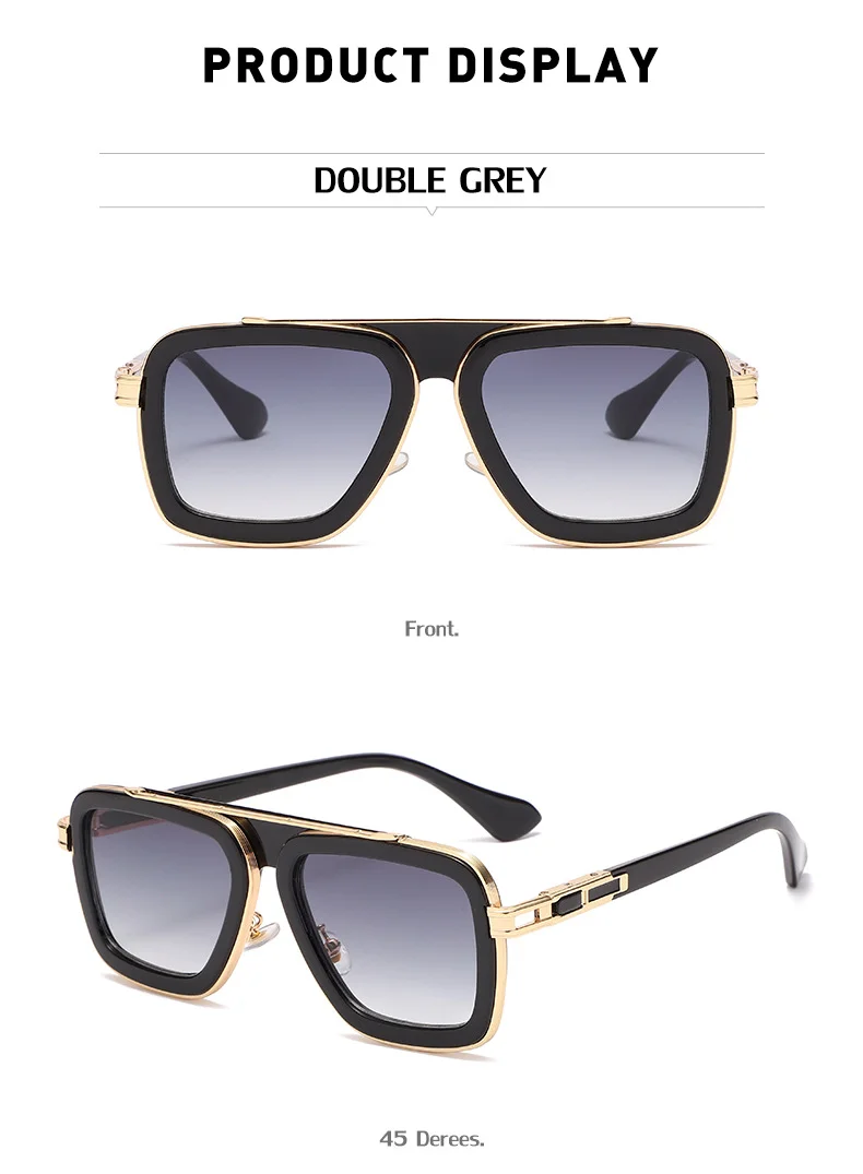Black PC Unisex Retro Square Sunglasses - Punk Style Trendy Social Media Famous Shades - Details 37