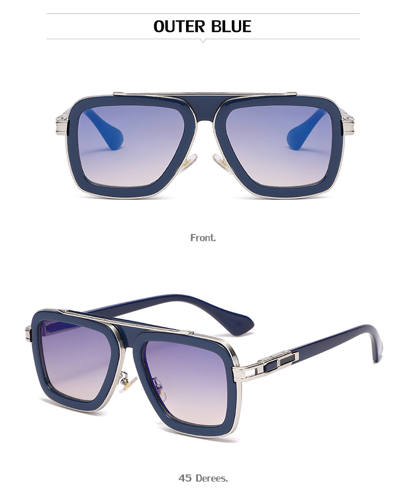 Black PC Unisex Retro Square Sunglasses - Punk Style Trendy Social Media Famous Shades - Details 38