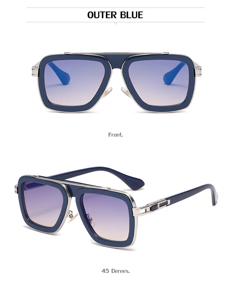Black PC Unisex Retro Square Sunglasses - Punk Style Trendy Social Media Famous Shades - Details 38