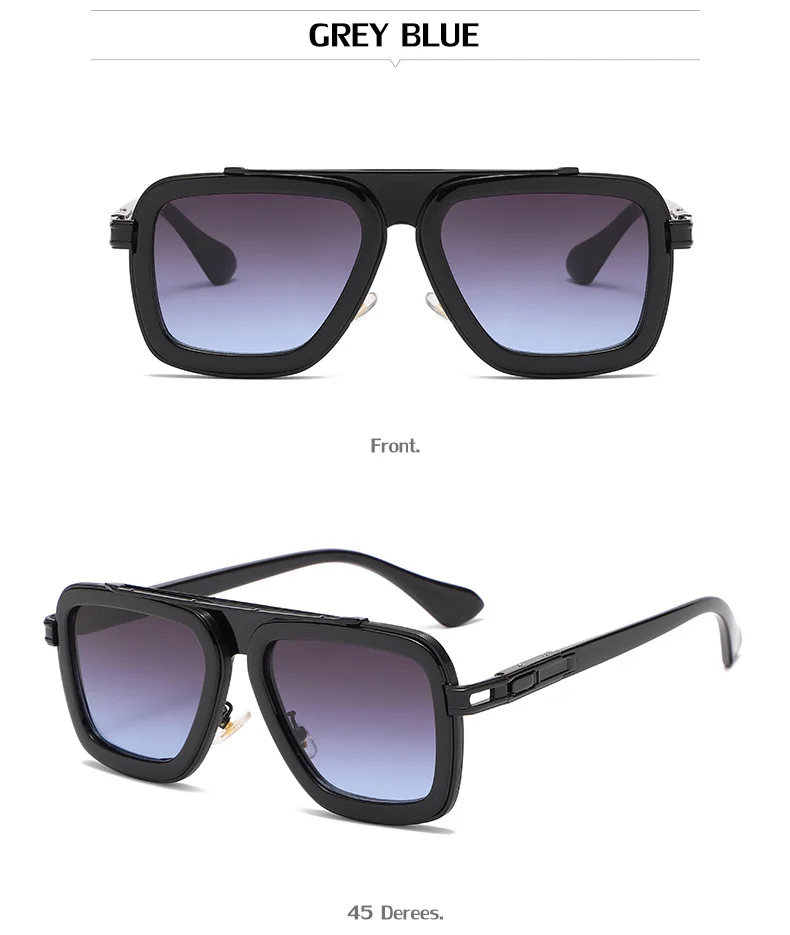 Black PC Unisex Retro Square Sunglasses - Punk Style Trendy Social Media Famous Shades - Details 39