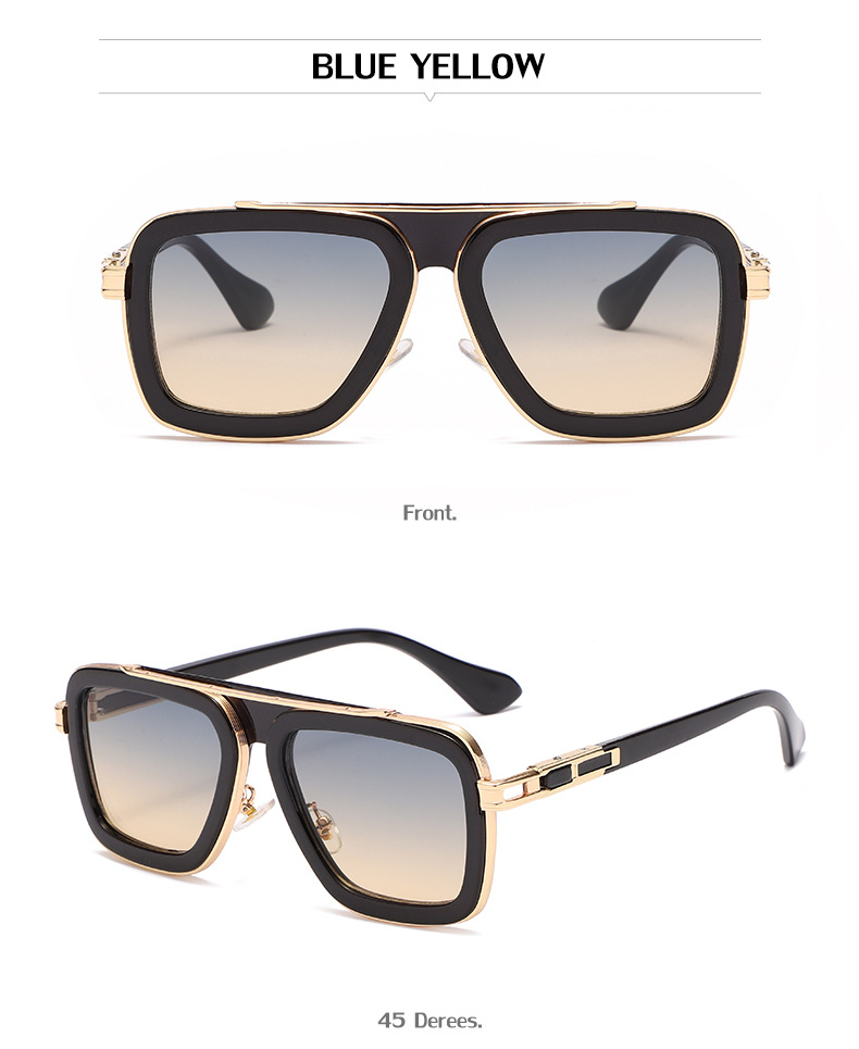Black PC Unisex Retro Square Sunglasses - Punk Style Trendy Social Media Famous Shades - Details 40