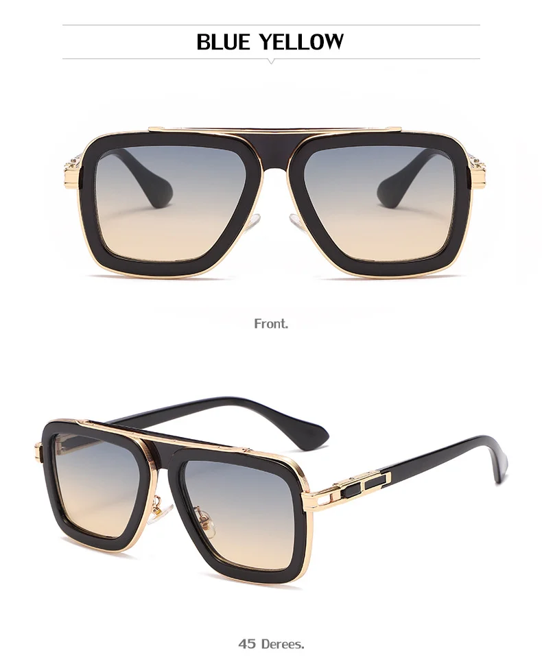 Black PC Unisex Retro Square Sunglasses - Punk Style Trendy Social Media Famous Shades - Details 40