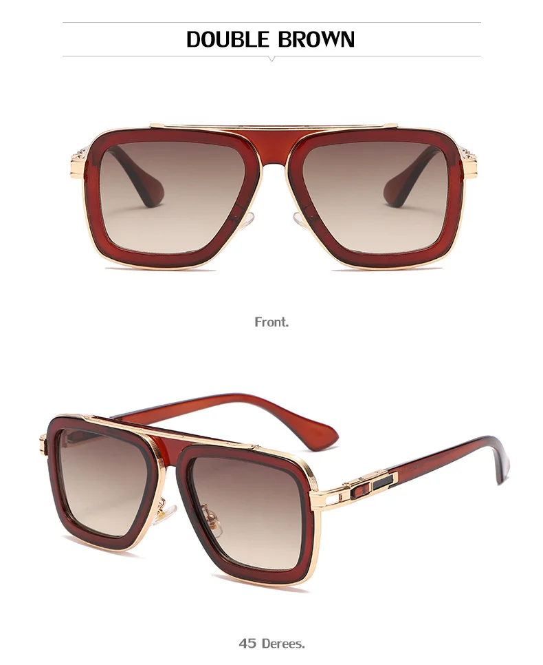 Black PC Unisex Retro Square Sunglasses - Punk Style Trendy Social Media Famous Shades - Details 41