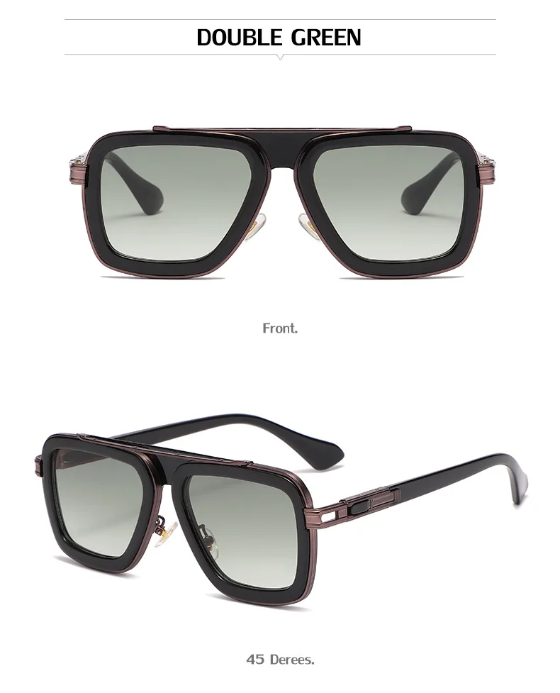 Black PC Unisex Retro Square Sunglasses - Punk Style Trendy Social Media Famous Shades - Details 42