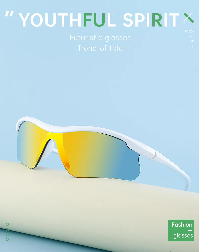 Black PC Unisex Half Frame Cycling Sunglasses - Windproof Outdoor Running Sports Goggles - Details 1
