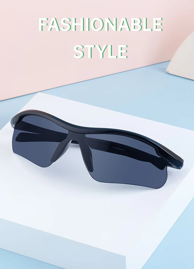 Black PC Unisex Half Frame Cycling Sunglasses - Windproof Outdoor Running Sports Goggles - Details 2