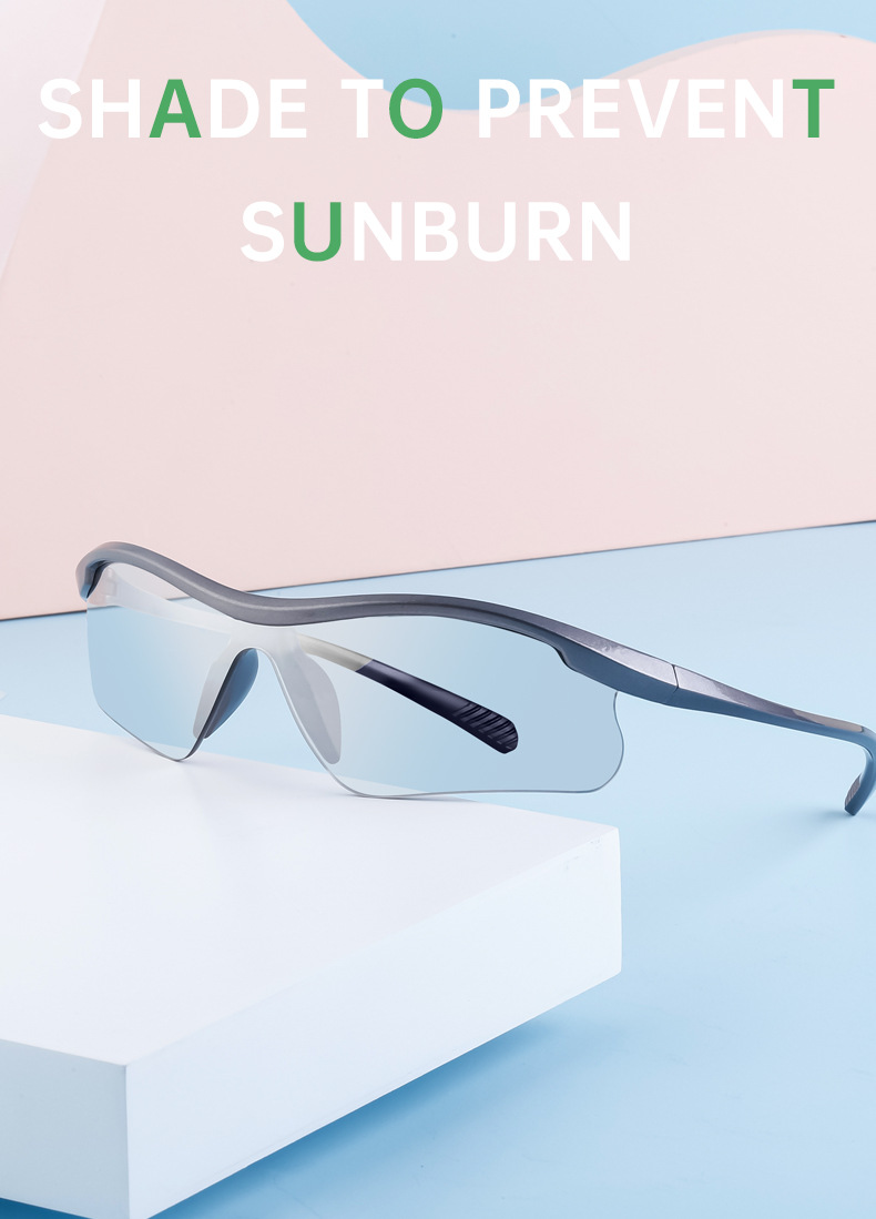 Black PC Unisex Half Frame Cycling Sunglasses - Windproof Outdoor Running Sports Goggles - Details 3