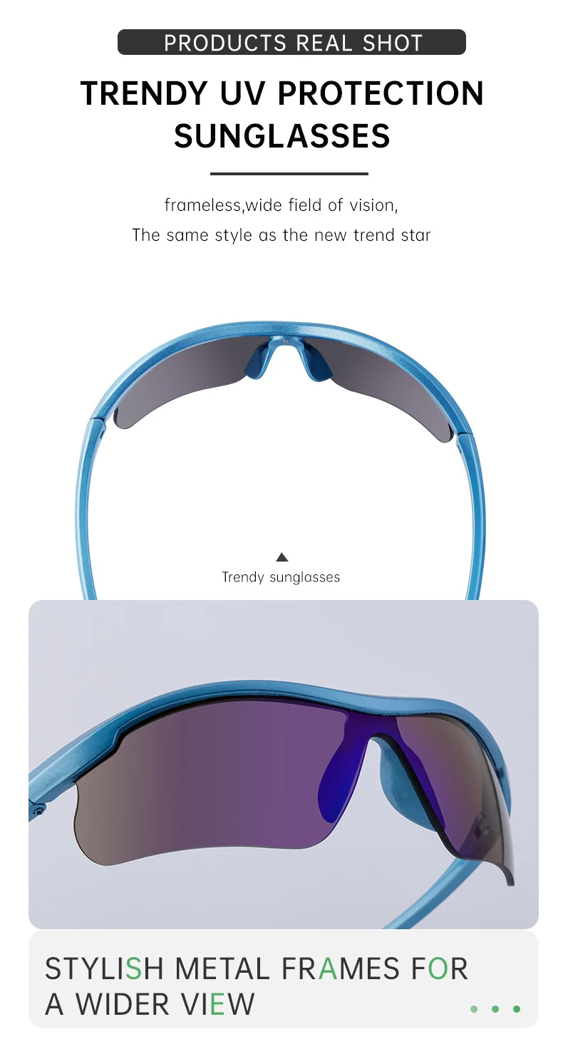 Black PC Unisex Half Frame Cycling Sunglasses - Windproof Outdoor Running Sports Goggles - Details 6