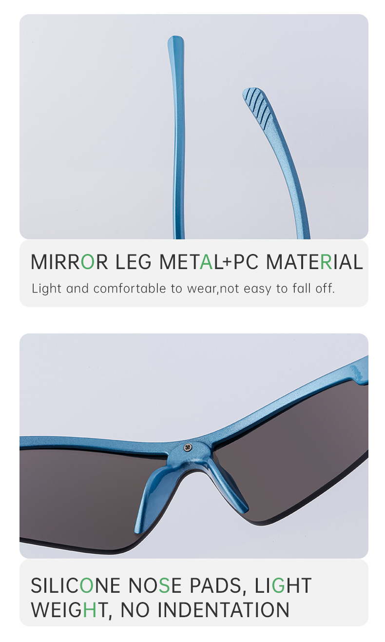 Black PC Unisex Half Frame Cycling Sunglasses - Windproof Outdoor Running Sports Goggles - Details 7
