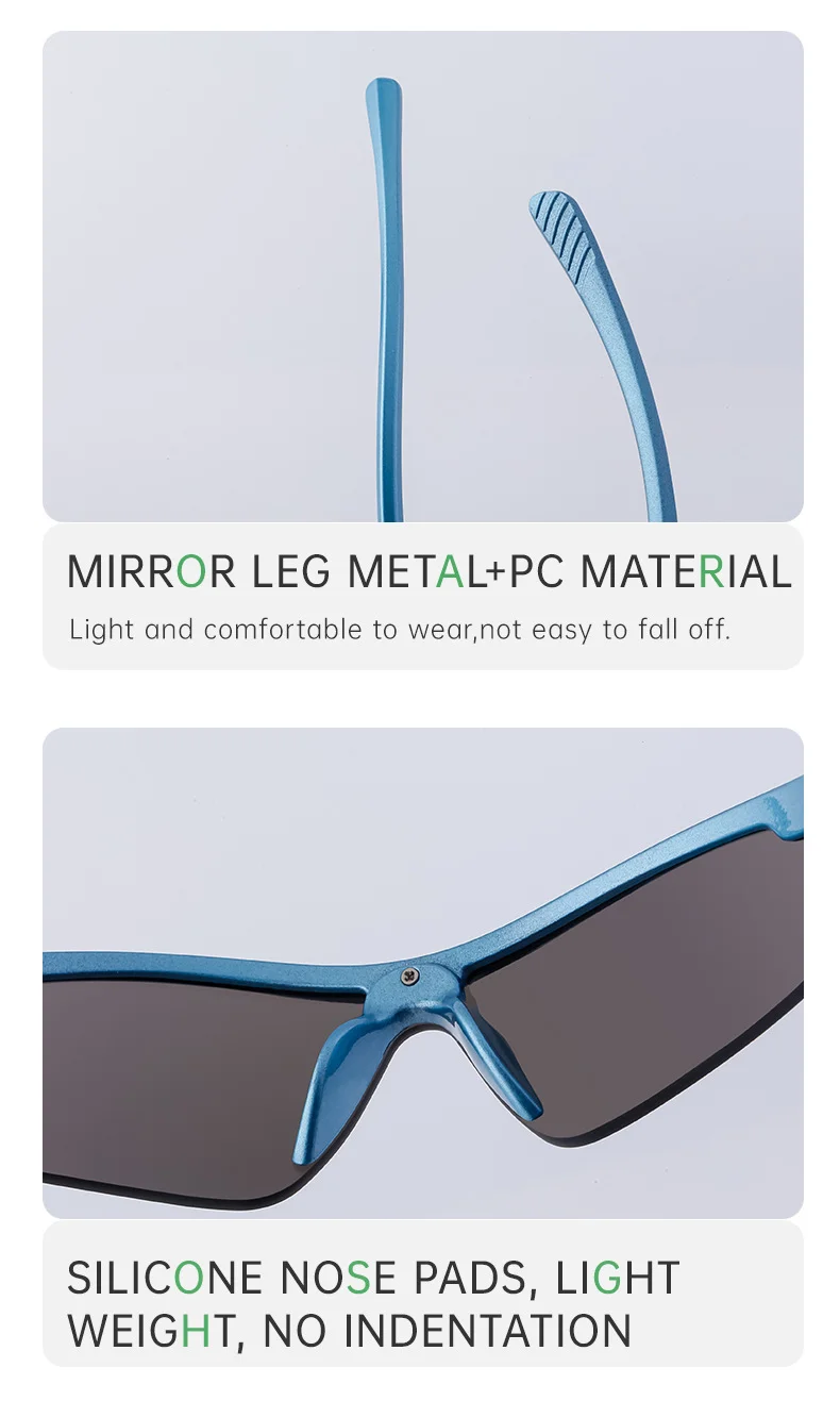 Black PC Unisex Half Frame Cycling Sunglasses - Windproof Outdoor Running Sports Goggles - Details 7