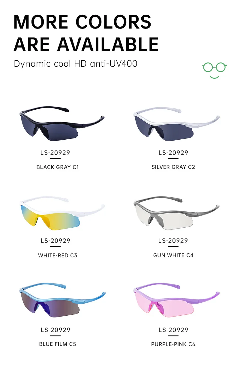 Black PC Unisex Half Frame Cycling Sunglasses - Windproof Outdoor Running Sports Goggles - Details 9