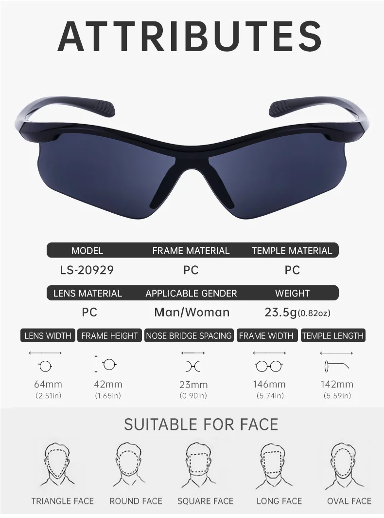 Black PC Unisex Half Frame Cycling Sunglasses - Windproof Outdoor Running Sports Goggles - Details 10