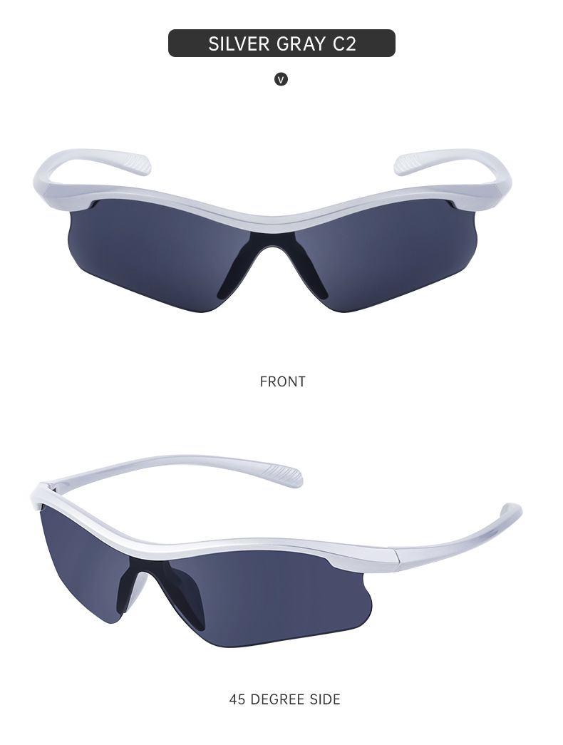 Black PC Unisex Half Frame Cycling Sunglasses - Windproof Outdoor Running Sports Goggles - Details 12