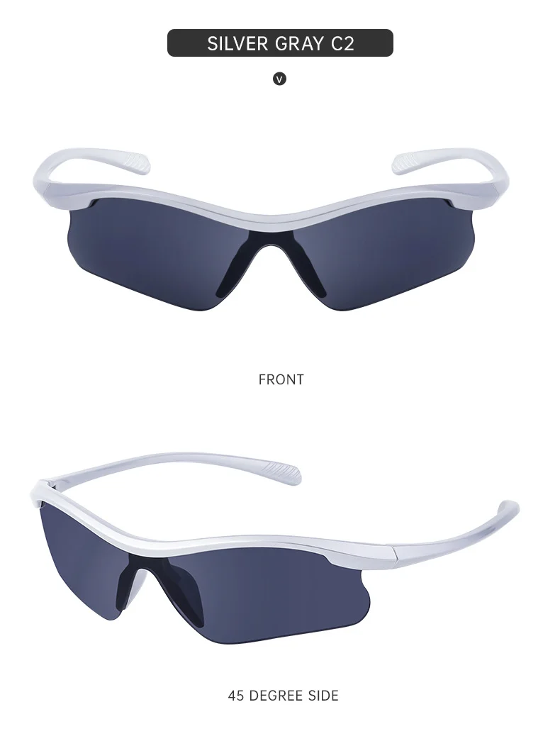 Black PC Unisex Half Frame Cycling Sunglasses - Windproof Outdoor Running Sports Goggles - Details 12