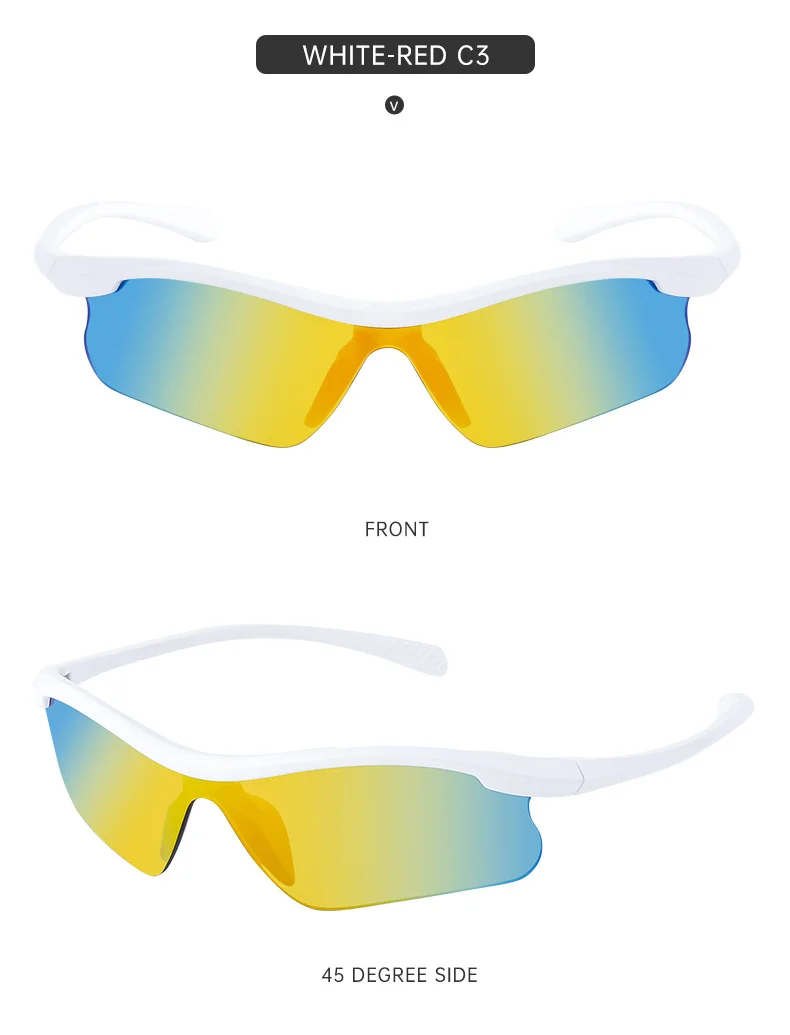 Black PC Unisex Half Frame Cycling Sunglasses - Windproof Outdoor Running Sports Goggles - Details 13