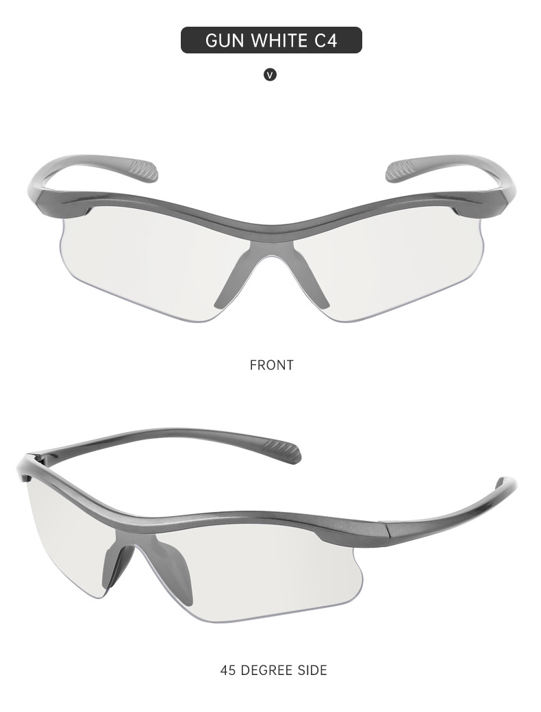 Black PC Unisex Half Frame Cycling Sunglasses - Windproof Outdoor Running Sports Goggles - Details 14
