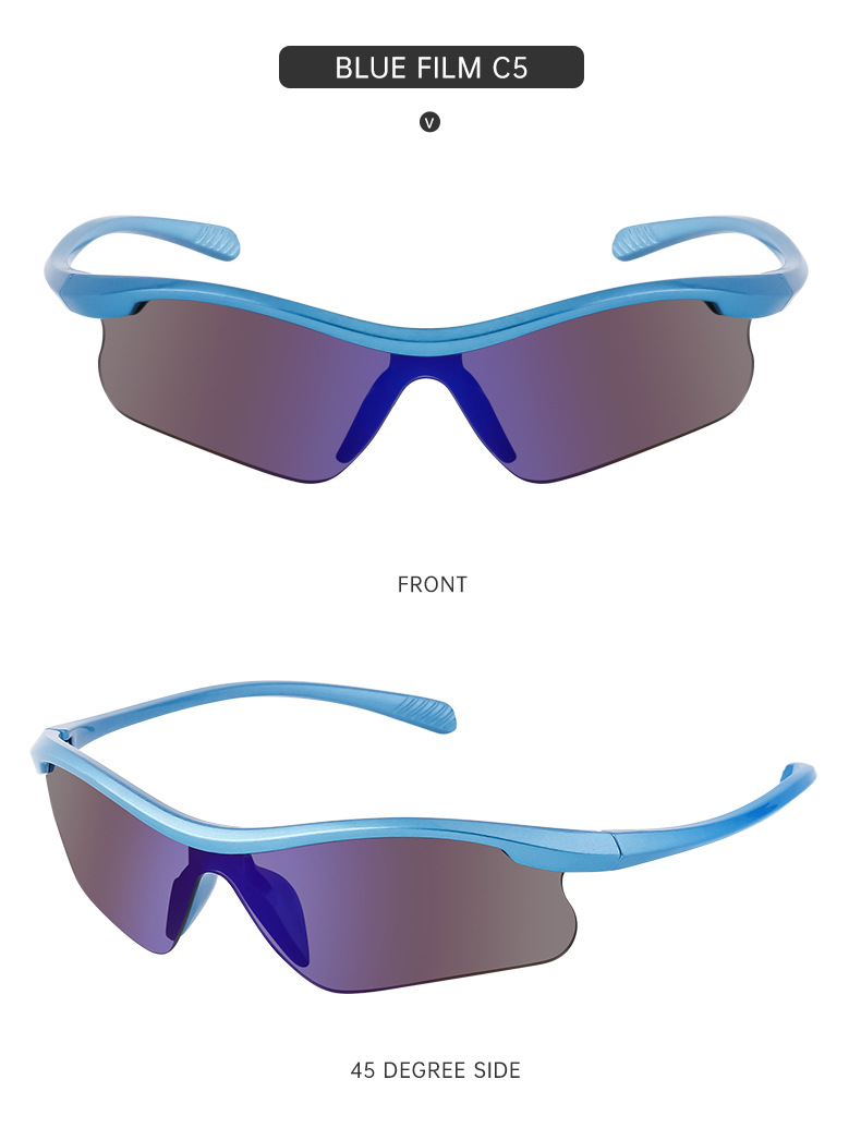 Black PC Unisex Half Frame Cycling Sunglasses - Windproof Outdoor Running Sports Goggles - Details 15