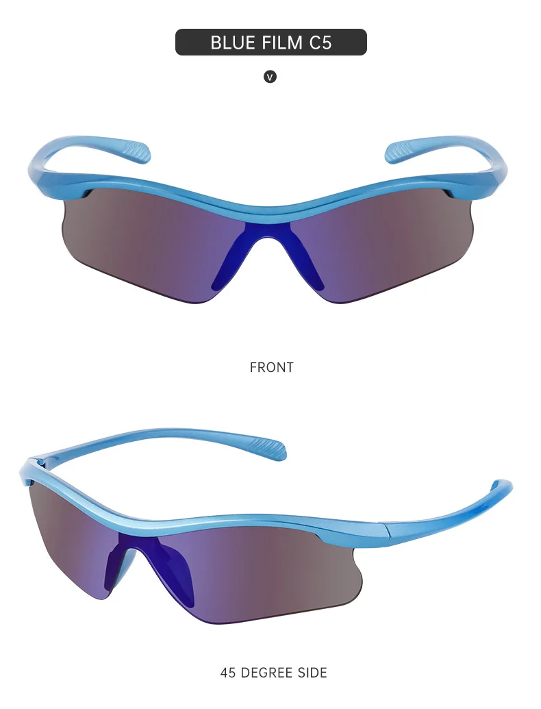Black PC Unisex Half Frame Cycling Sunglasses - Windproof Outdoor Running Sports Goggles - Details 15