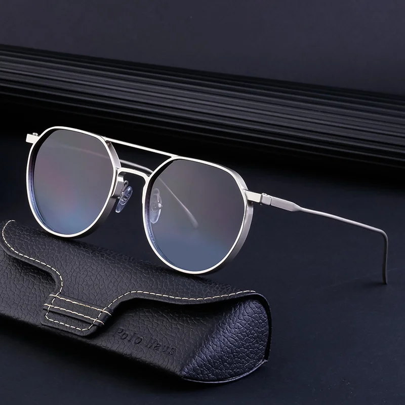 Black Metal Men's Retro Oval Double Bridge Sunglasses - Premium Pilot Driving Sun Glasses - Details 6
