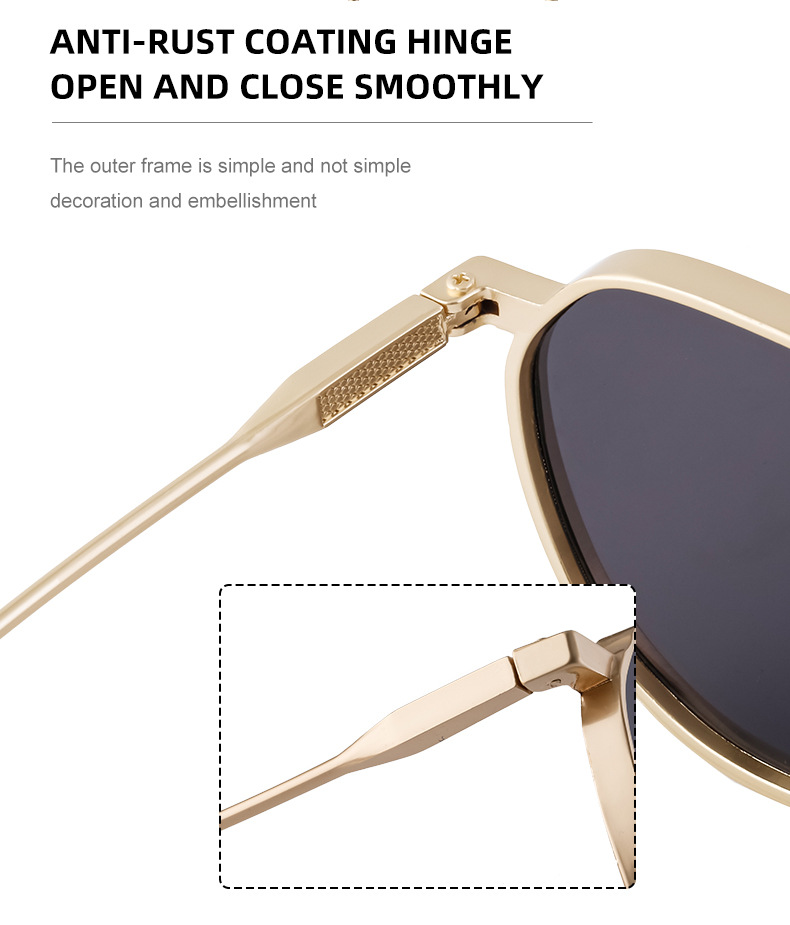 Black Metal Men's Retro Oval Double Bridge Sunglasses - Premium Pilot Driving Sun Glasses - Details 10