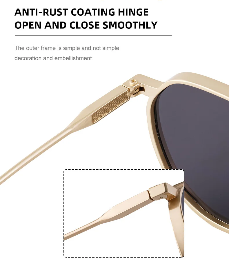 Black Metal Men's Retro Oval Double Bridge Sunglasses - Premium Pilot Driving Sun Glasses - Details 10