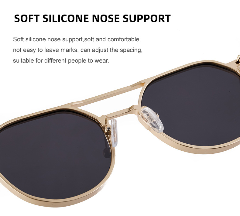 Black Metal Men's Retro Oval Double Bridge Sunglasses - Premium Pilot Driving Sun Glasses - Details 11