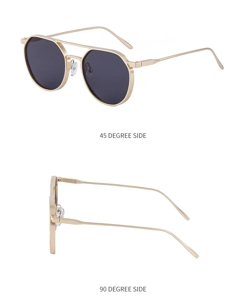 Black Metal Men's Retro Oval Double Bridge Sunglasses - Premium Pilot Driving Sun Glasses - Details 16