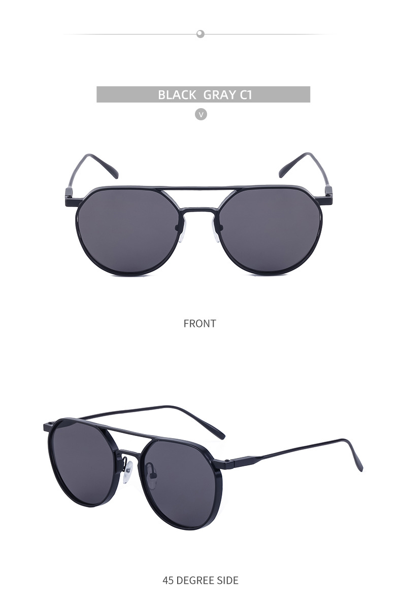 Black Metal Men's Retro Oval Double Bridge Sunglasses - Premium Pilot Driving Sun Glasses - Details 17