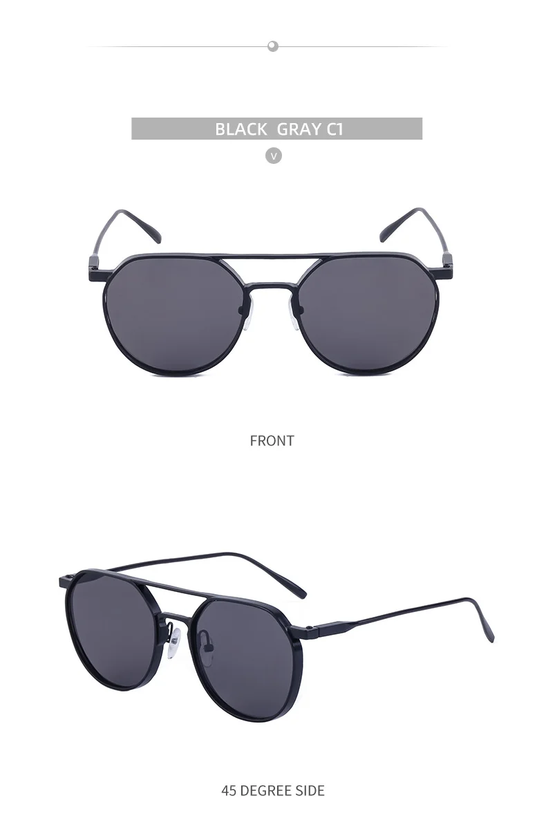 Black Metal Men's Retro Oval Double Bridge Sunglasses - Premium Pilot Driving Sun Glasses - Details 17