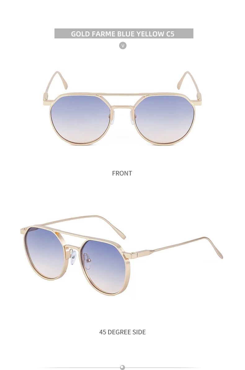Black Metal Men's Retro Oval Double Bridge Sunglasses - Premium Pilot Driving Sun Glasses - Details 20