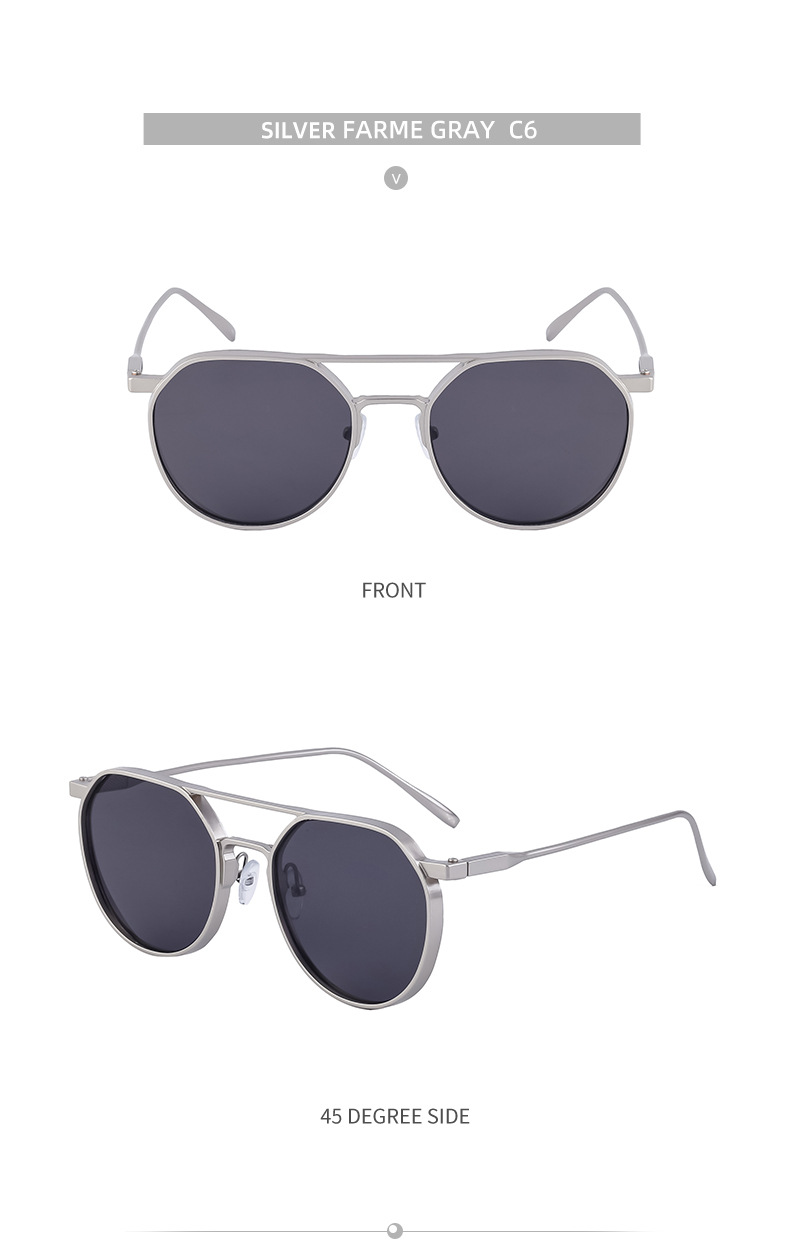 Black Metal Men's Retro Oval Double Bridge Sunglasses - Premium Pilot Driving Sun Glasses - Details 21