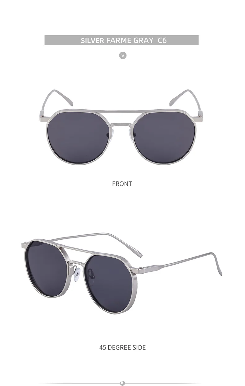 Black Metal Men's Retro Oval Double Bridge Sunglasses - Premium Pilot Driving Sun Glasses - Details 21