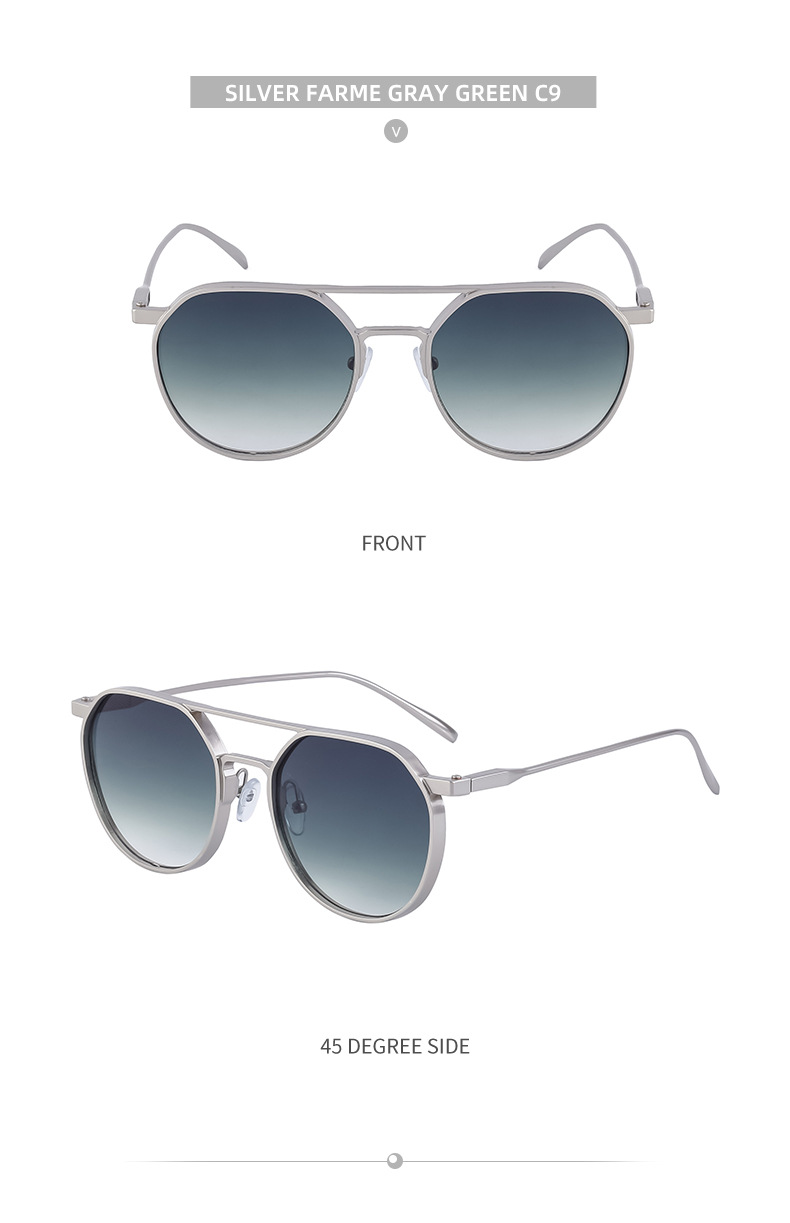Black Metal Men's Retro Oval Double Bridge Sunglasses - Premium Pilot Driving Sun Glasses - Details 24