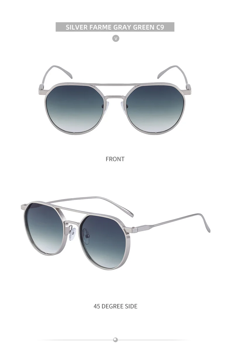 Black Metal Men's Retro Oval Double Bridge Sunglasses - Premium Pilot Driving Sun Glasses - Details 24