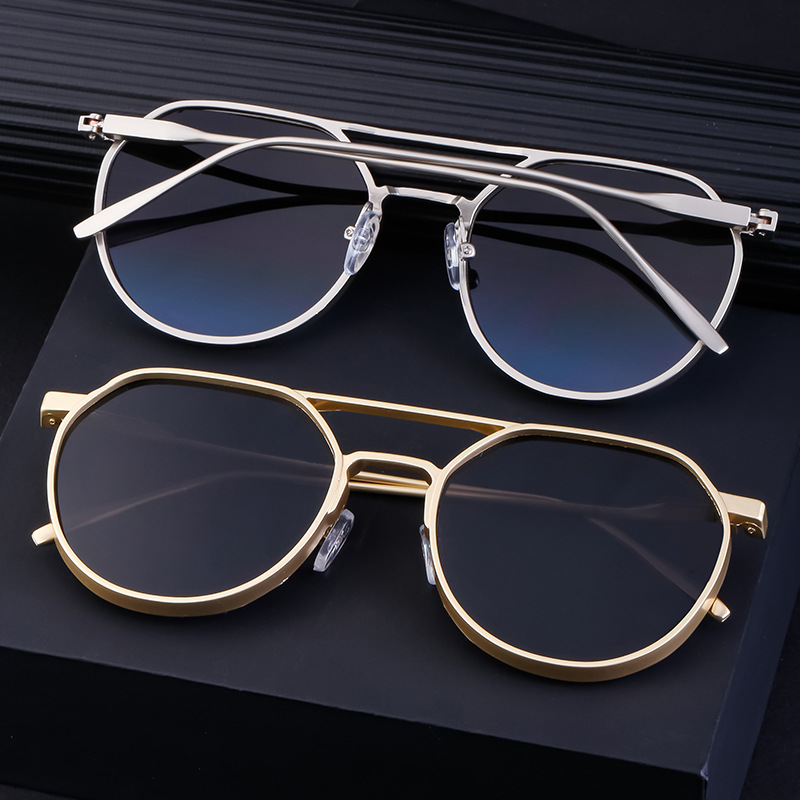Black Metal Men's Retro Oval Double Bridge Sunglasses - Premium Pilot Driving Sun Glasses - View 3