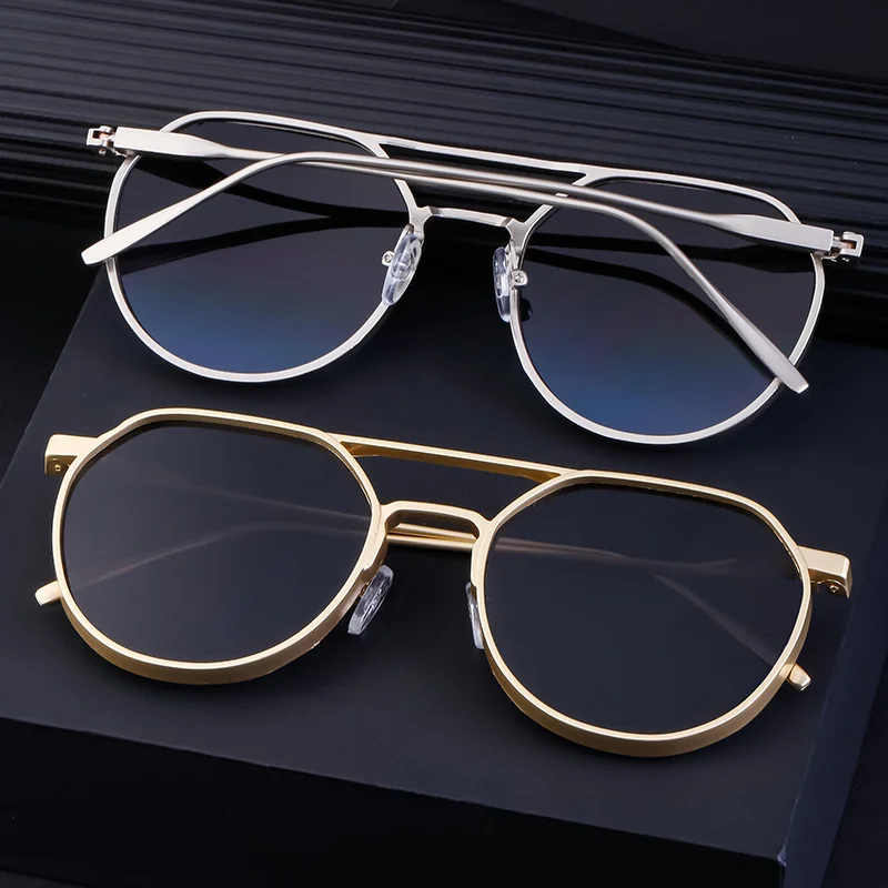 Black Metal Men's Retro Oval Double Bridge Sunglasses - Premium Pilot Driving Sun Glasses - View 3