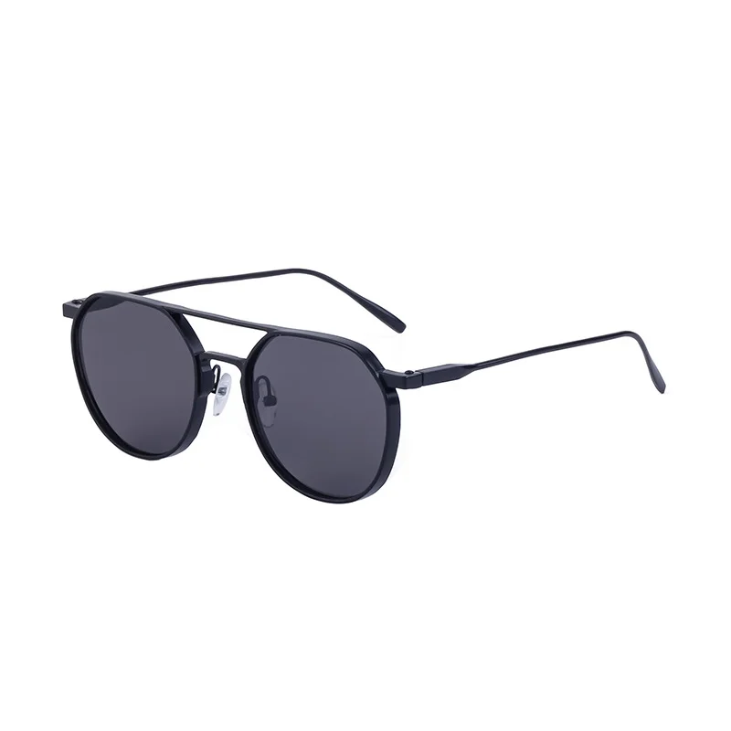 Black Metal Men's Retro Oval Double Bridge Sunglasses - Premium Pilot Driving Sun Glasses - View 4