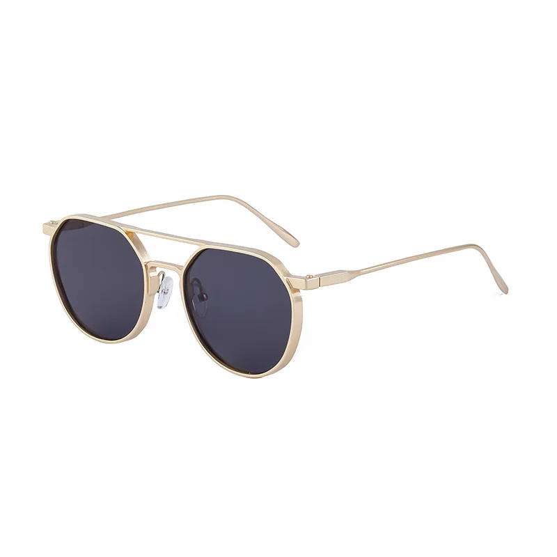Black Metal Men's Retro Oval Double Bridge Sunglasses - Premium Pilot Driving Sun Glasses - View 5