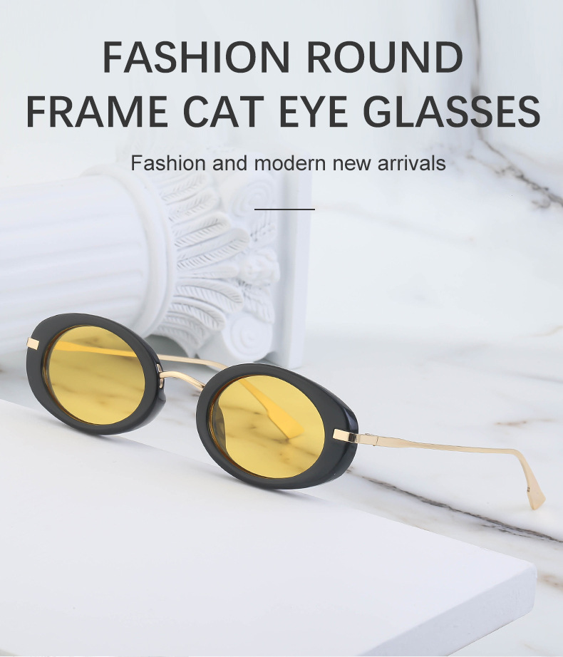 Black Metal Unisex Small Frame Steampunk Sunglasses - Trendy Retro Personalized Eyewear Wholesale - Details 1