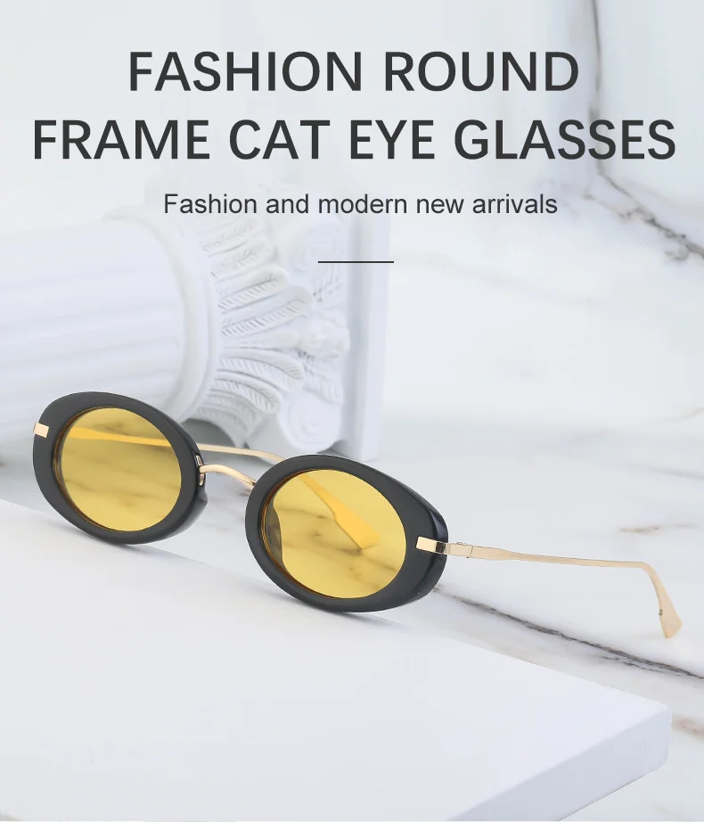 Black Metal Unisex Small Frame Steampunk Sunglasses - Trendy Retro Personalized Eyewear Wholesale - Details 1