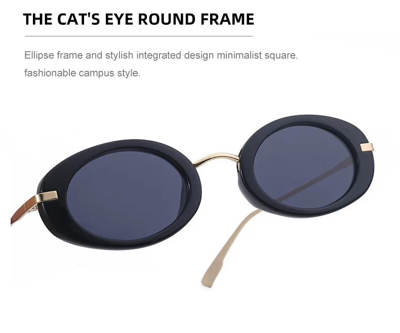Black Metal Unisex Small Frame Steampunk Sunglasses - Trendy Retro Personalized Eyewear Wholesale - Details 4