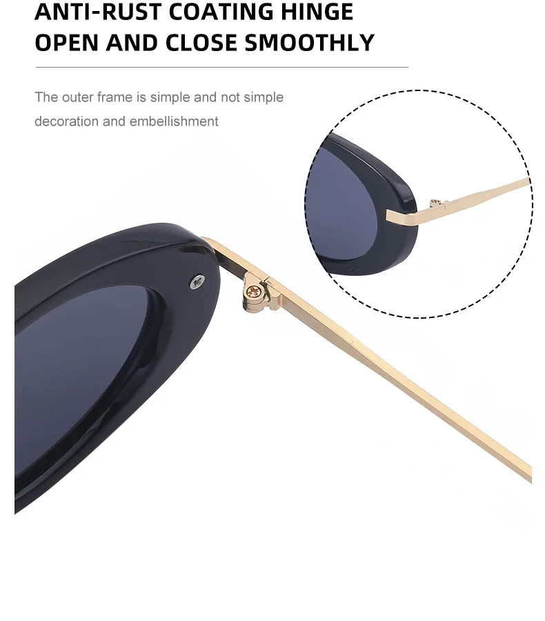 Black Metal Unisex Small Frame Steampunk Sunglasses - Trendy Retro Personalized Eyewear Wholesale - Details 6