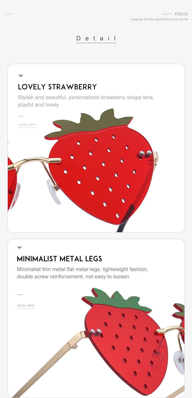 Black Metal Novelty Strawberry Sunglasses Women - Funny Party Cosplay Glasses for Halloween - Details 10