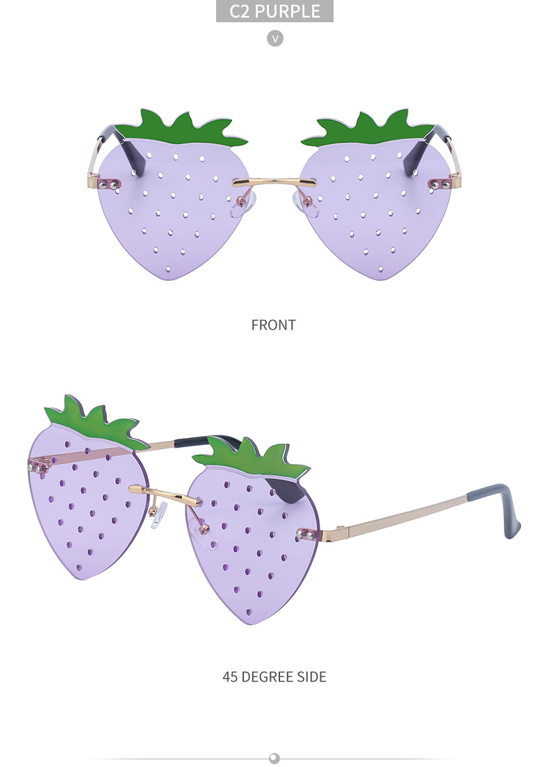 Black Metal Novelty Strawberry Sunglasses Women - Funny Party Cosplay Glasses for Halloween - Details 16