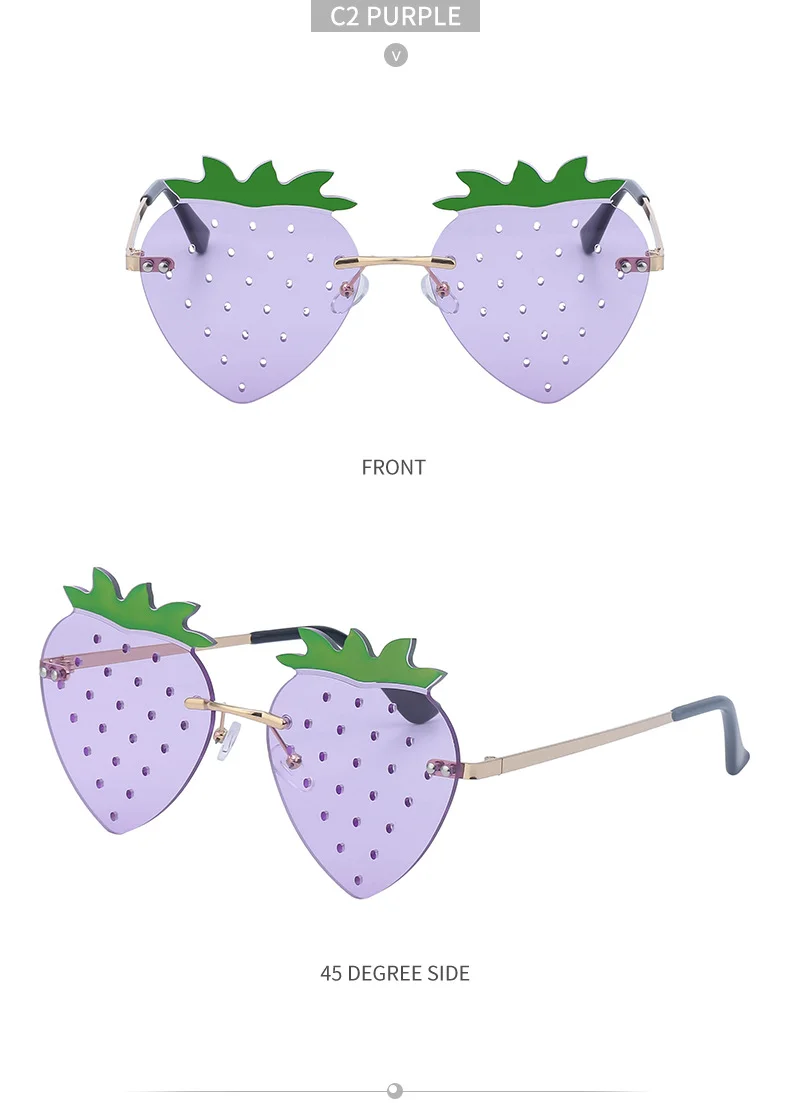 Black Metal Novelty Strawberry Sunglasses Women - Funny Party Cosplay Glasses for Halloween - Details 16