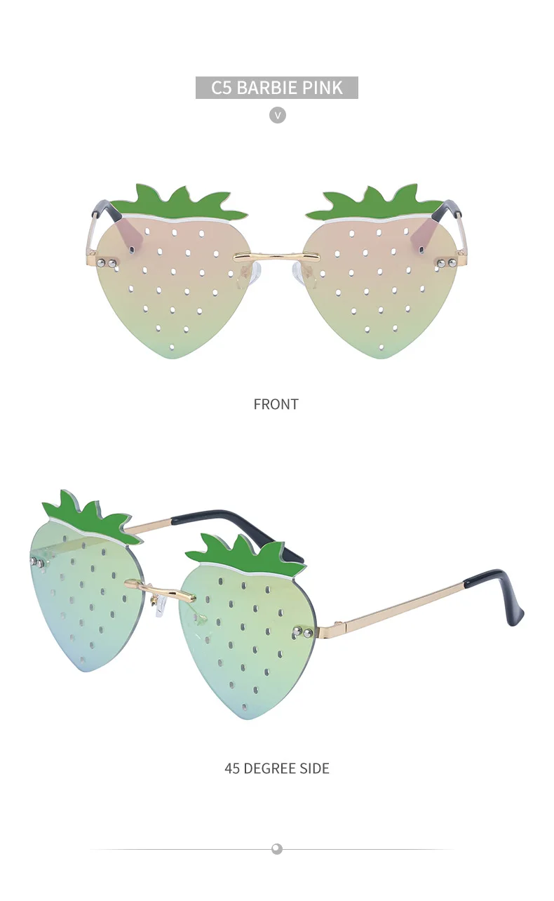 Black Metal Novelty Strawberry Sunglasses Women - Funny Party Cosplay Glasses for Halloween - Details 17