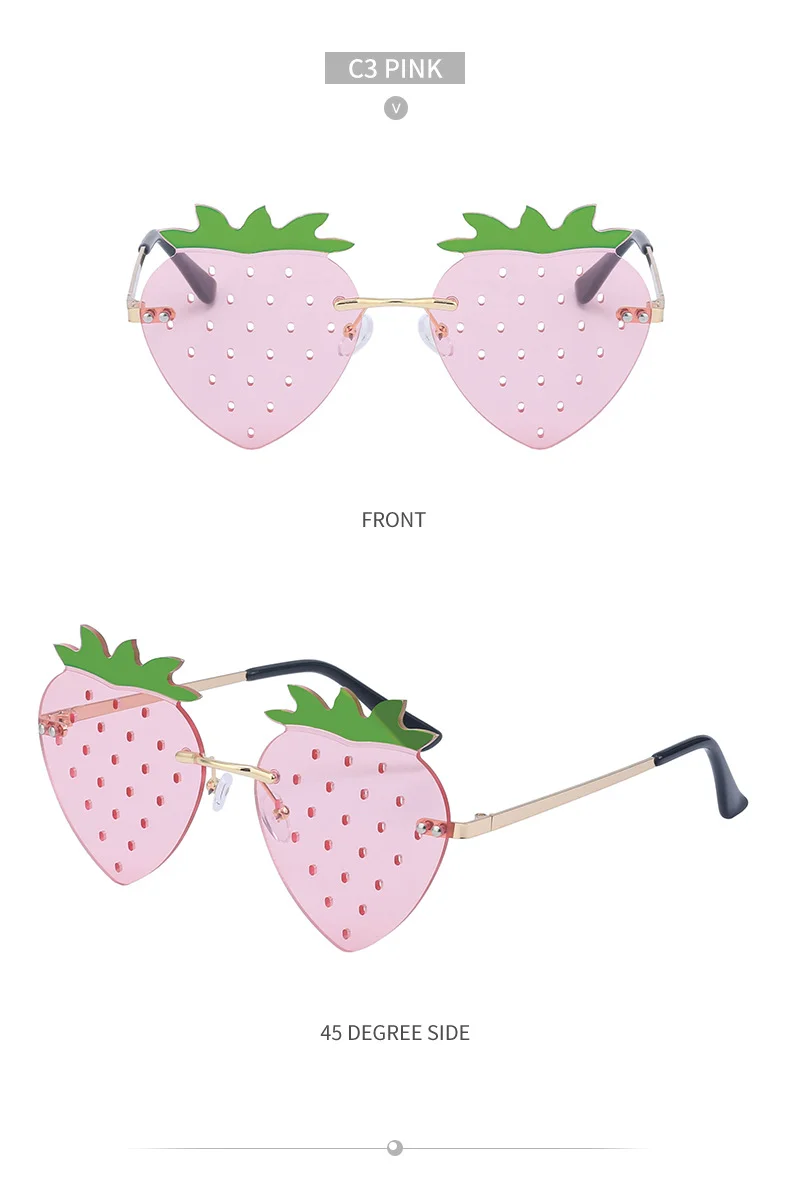 Black Metal Novelty Strawberry Sunglasses Women - Funny Party Cosplay Glasses for Halloween - Details 18