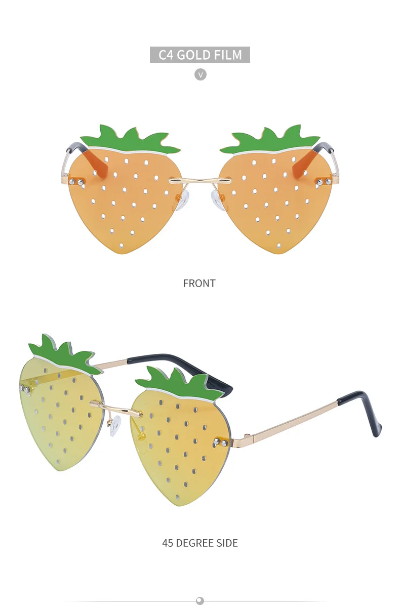 Black Metal Novelty Strawberry Sunglasses Women - Funny Party Cosplay Glasses for Halloween - Details 19